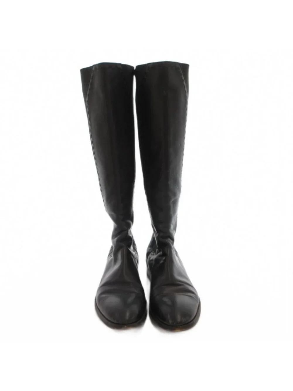 Saint Laurent Yves Side Gore Boots Long Leather 36 Black Heel - Picture 4 of 9
